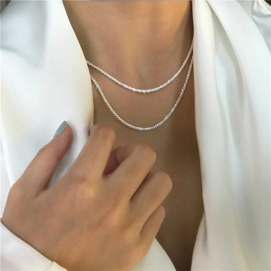 Minimalistische Dubbele Zilveren Ketting – Elegante Layered Necklace