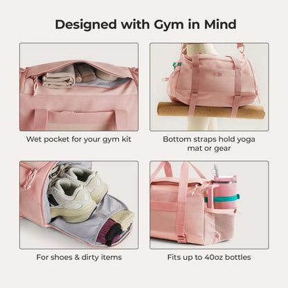 Beige Duffeltas 36L – Waterafstotende Sport- & Reistas met Schoenenvak en Meerdere Vakken voor Gym & Reizen
