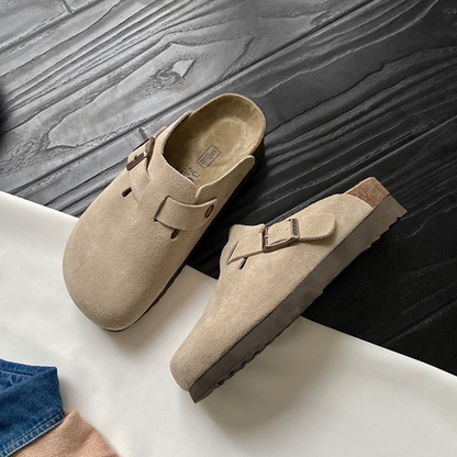 Unisex Suède Instappers met Gesp – Comfortabele Casual Slippers
