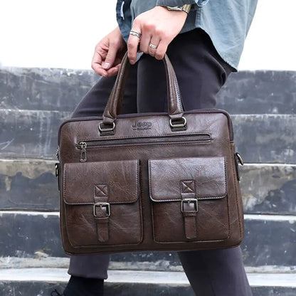Luxe leren heren laptoptas 13 inch bruin – Tijdloos & praktisch
