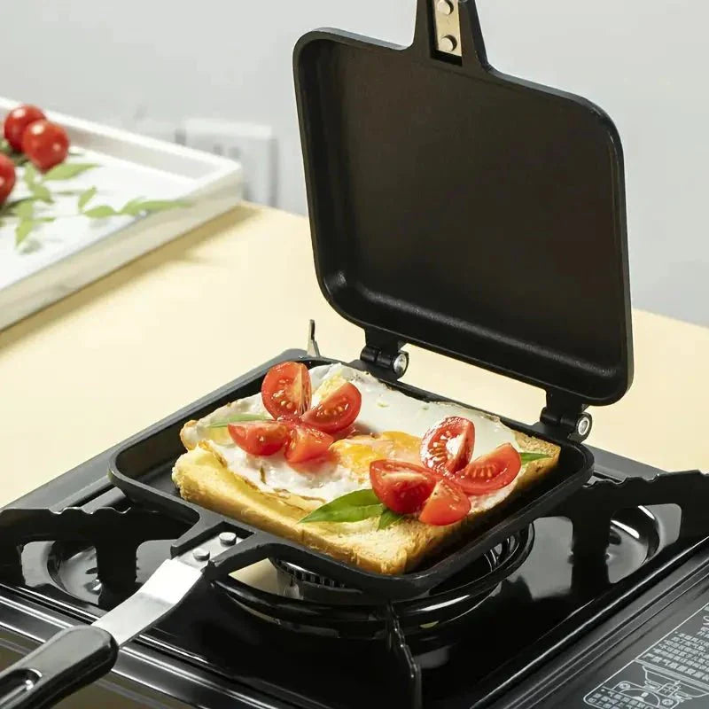 Dubbele Tosti Pan – Anti-aanbak Grillpan voor Gasfornuis – Compact & Draagbaar
