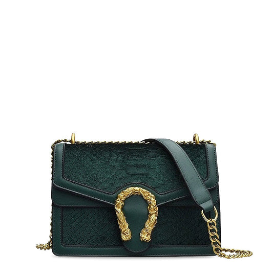 Luxe Crossbody Tas met Gouden Draaksluiting – Vegan Leer