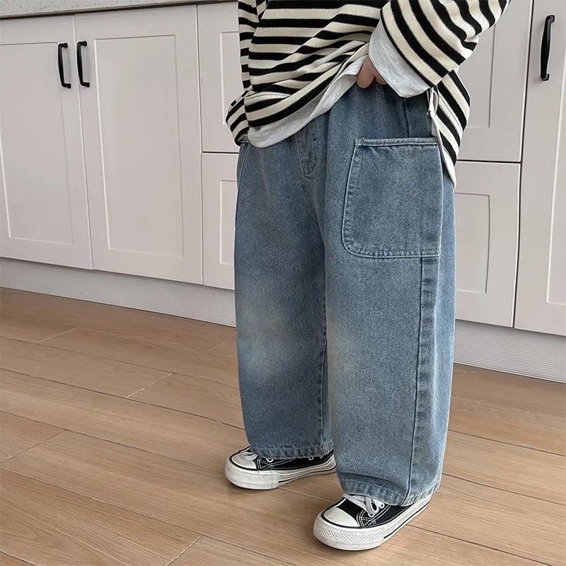 Kinder Jeans met Patch – Comfortabele Baggy Spijkerbroek voor Jongens & Meisjes