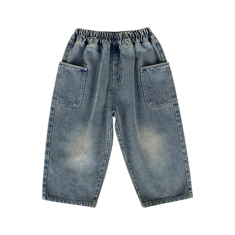 Kinder Jeans met Patch – Comfortabele Baggy Spijkerbroek voor Jongens & Meisjes