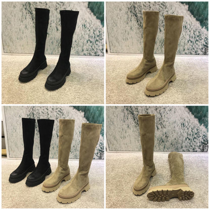 Dames Hoge Laarzen – Stretch Pasvorm & Chunky Zool