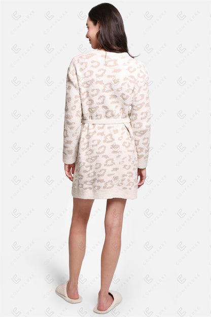 Luxe Leopard Print Badjas met Zakken & Tailleband – Zachte Microvezel Loungewear