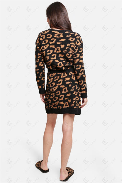 Luxe Leopard Print Badjas met Zakken & Tailleband – Zachte Microvezel Loungewear