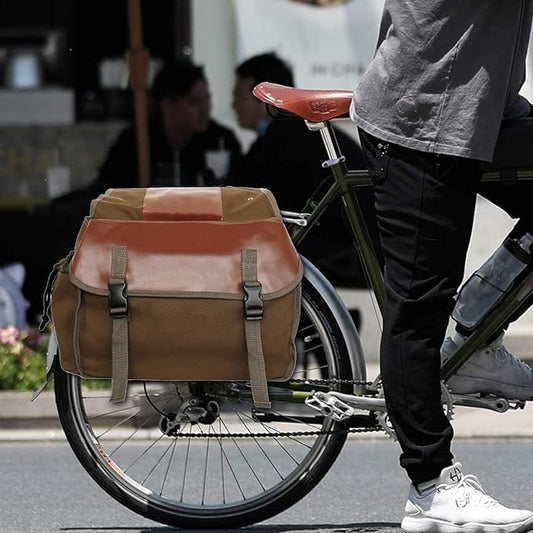 Waterdichte Fietstas van Canvas – Dubbele Zijtassen met Grote Opbergruimte