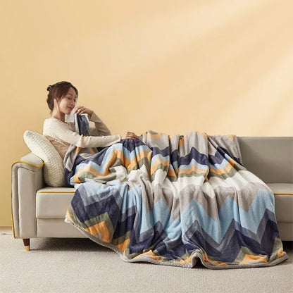 Zachte Fleece Deken – Warme Plaid met Modern Patroon voor Bank & Bed