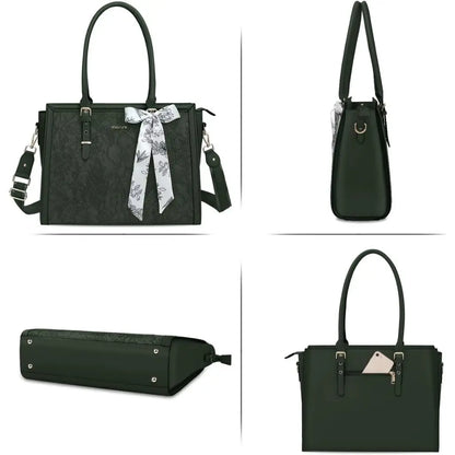 Laptoptas dames 15.6 inch groen – Elegant & waterafstotend