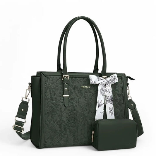 Laptoptas dames 15.6 inch groen – Elegant & waterafstotend