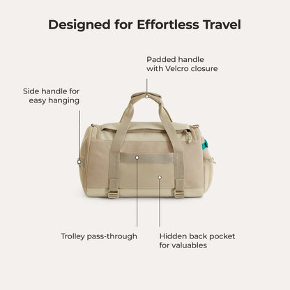 Beige Duffeltas 36L – Waterafstotende Sport- & Reistas met Schoenenvak en Meerdere Vakken voor Gym & Reizen