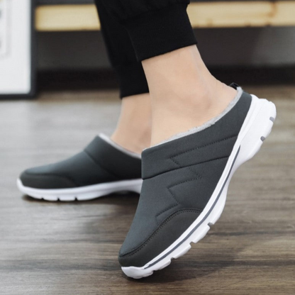 Heren Instappers – Warme Comfort Pantoffels met Rubberen Zool in Grijs & Groen