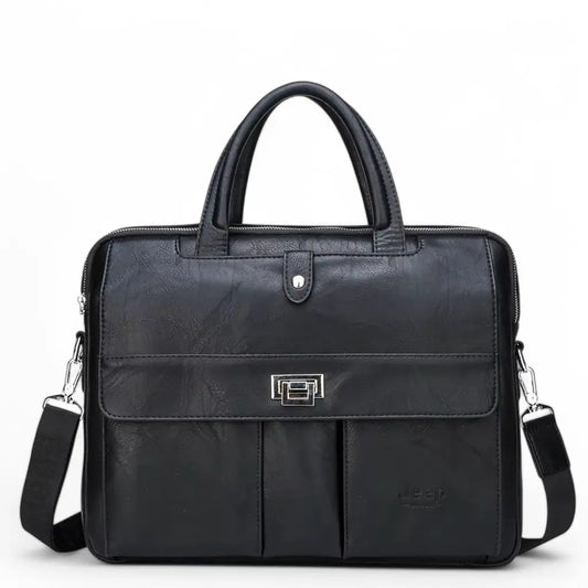 Luxe leren laptoptas 13.3 inch zwart – Stijlvol & professioneel