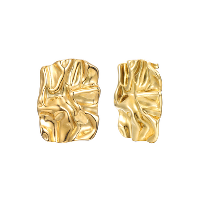 Goudkleurige Statement Oorbel – Gesmolten Effect - Modern & Artistiek Design