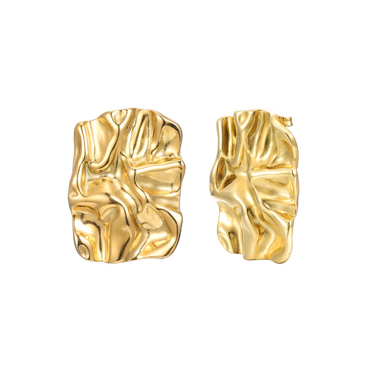 Goudkleurige Statement Oorbel – Gesmolten Effect - Modern & Artistiek Design