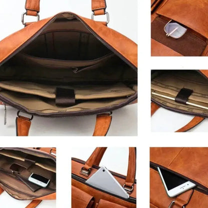 Luxe leren heren laptoptas 13 inch bruin – Tijdloos & praktisch