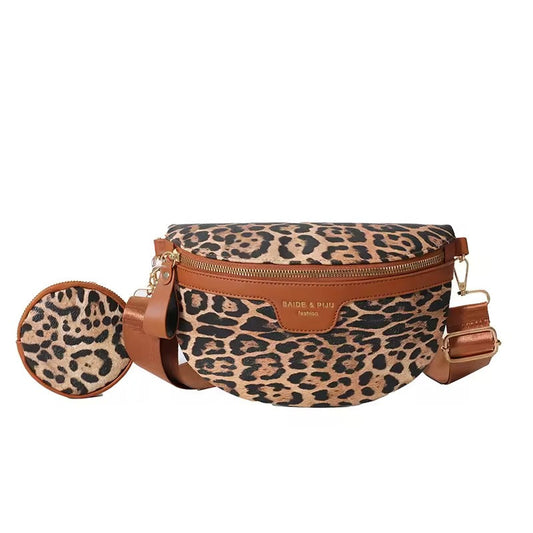 Leopard Print Crossbody & Heuptas – Trendy Panterlook – Verstelbare Band & Mini Pouch