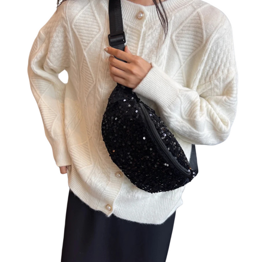 Zwarte Crossbody Tas met Pailletten – Chic, Trendy & Comfortabel