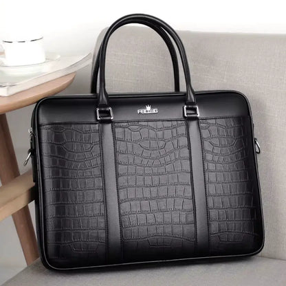 Stoere leren laptoptas 13 inch – Luxe krokodillenprint & zakelijke look