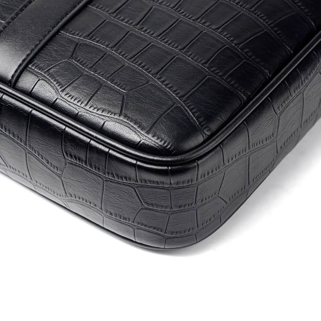 Stoere leren laptoptas 13 inch – Luxe krokodillenprint & zakelijke look