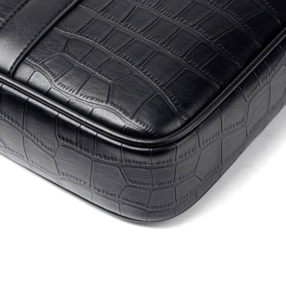 Stoere leren laptoptas 13 inch – Luxe krokodillenprint & zakelijke look