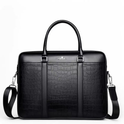 Stoere leren laptoptas 13 inch – Luxe krokodillenprint & zakelijke look