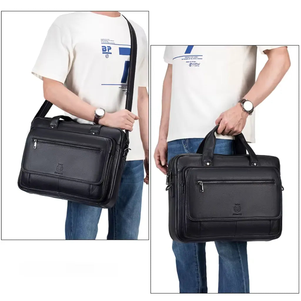 Leren Laptoptas Zwart – Elegant & Ruim
