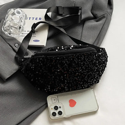 Zwarte Crossbody Tas met Pailletten – Chic, Trendy & Comfortabel