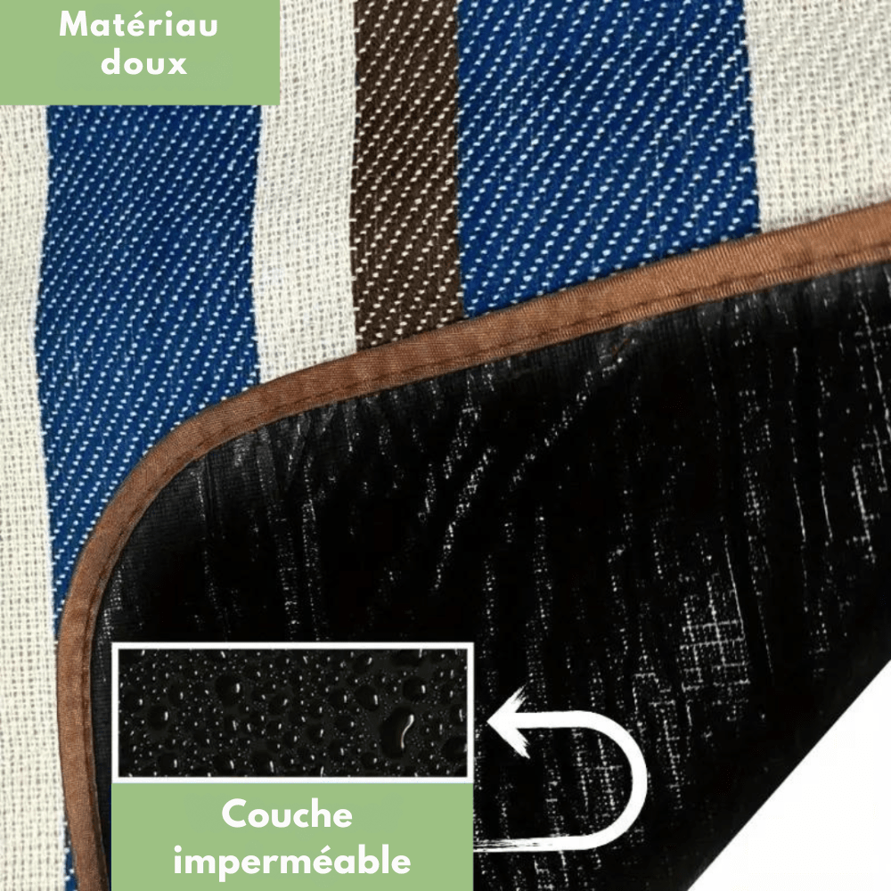 Waterdichte Picknickkleed – Opvouwbaar & Lichtgewicht – 200x150 cm – Blauw Gestreept