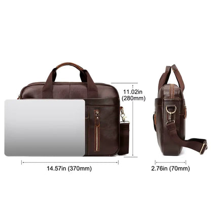Luxe heren laptoptas 13 inch – Echt leer, stijlvol & praktisch