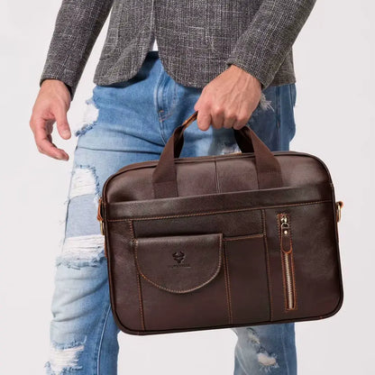Luxe heren laptoptas 13 inch – Echt leer, stijlvol & praktisch
