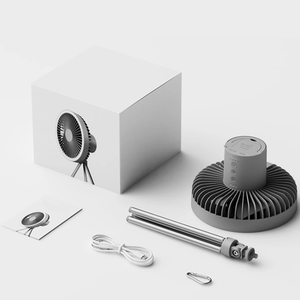 Draagbare Oplaadbare Ventilator met Statief – Stil & Krachtig voor Binnen en Buiten