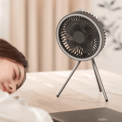 Draagbare Oplaadbare Ventilator met Statief – Stil & Krachtig voor Binnen en Buiten