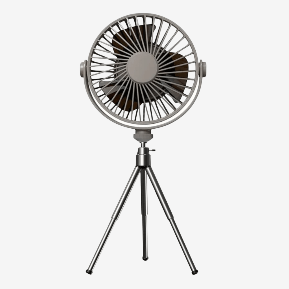 Draagbare Oplaadbare Ventilator met Statief – Stil & Krachtig voor Binnen en Buiten